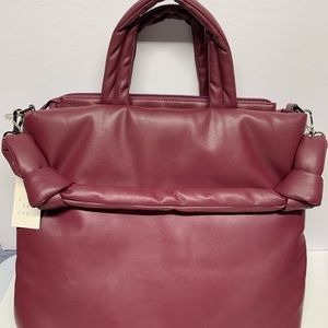 e Soft Puffer Tote Handbag - A New Day Burgundy